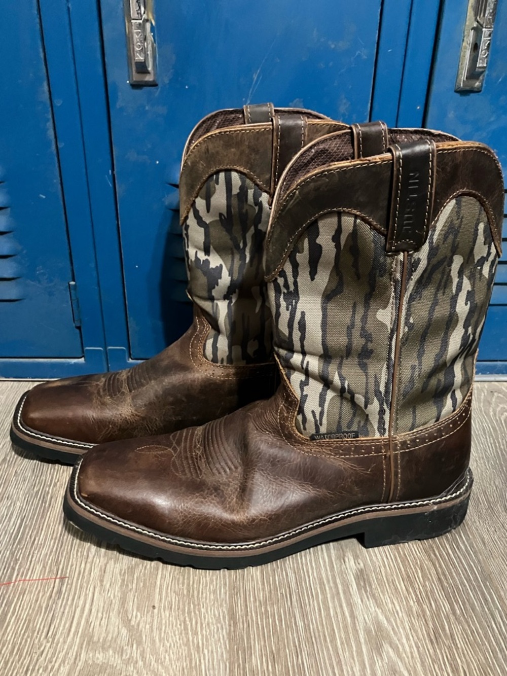Justin Waterproof Brown Leather work Boots with Camouflage Shaft WK4420